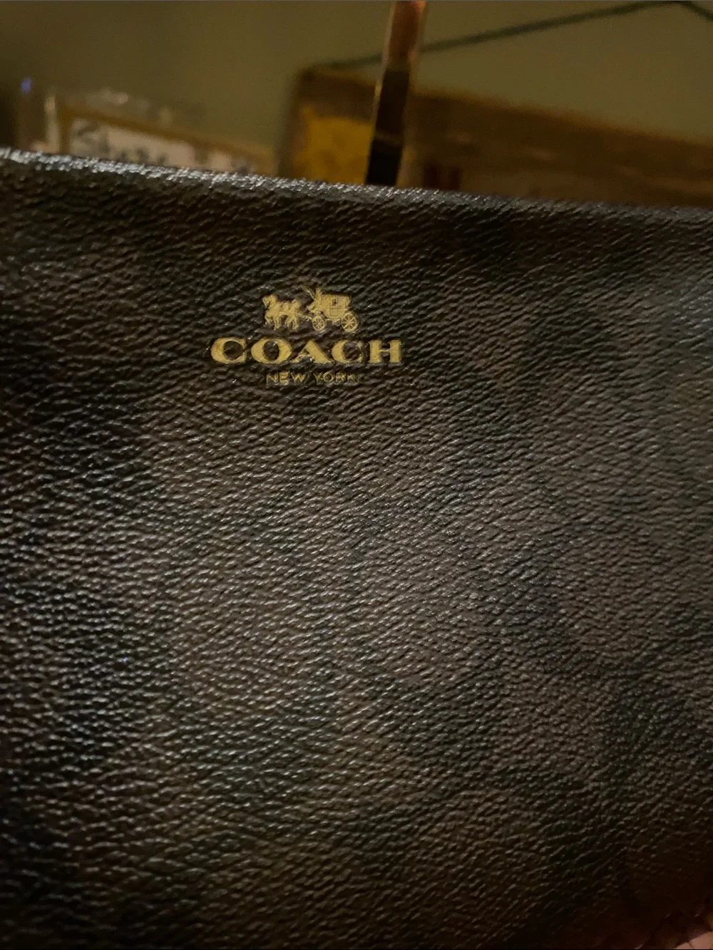 Coach Large Corner Zip Wristlet with signature brown canvas monogram